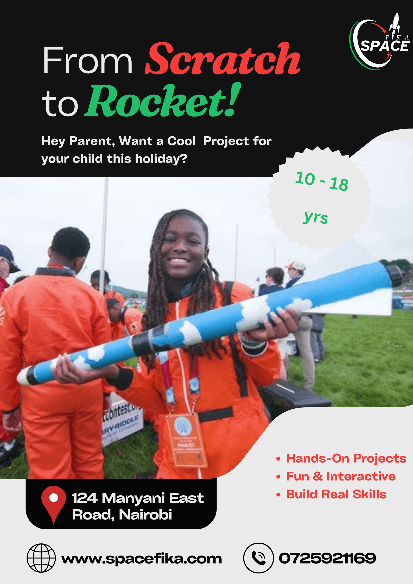Student holding a space engineering project